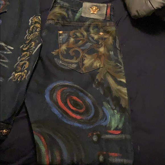 Versace handpainted Jeans and jean jacket - Picture 2 of 8